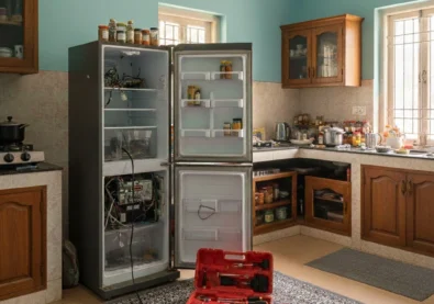 MS Service Center professional fixing water leakage problem in double door refrigerator